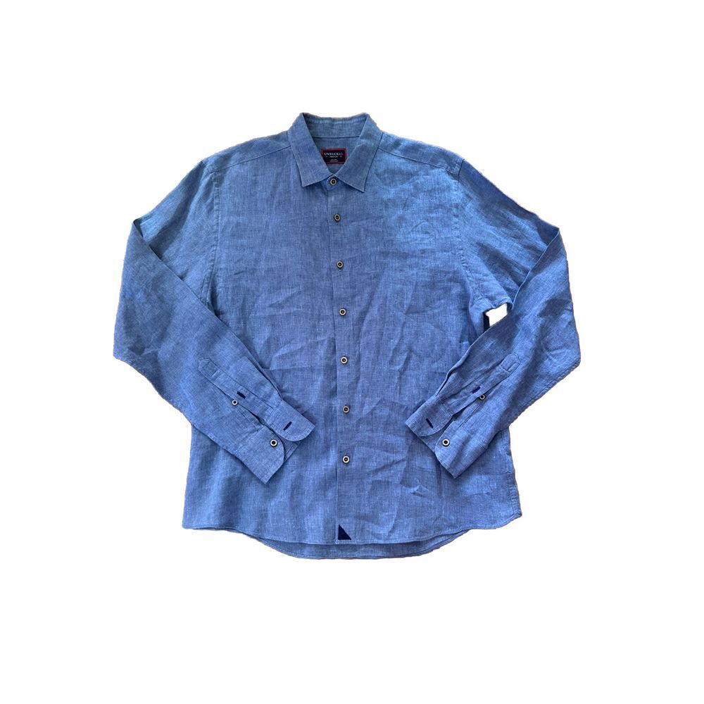 Untuckit Blue‎ Long Sleeve 100% Linen Shirt size Large